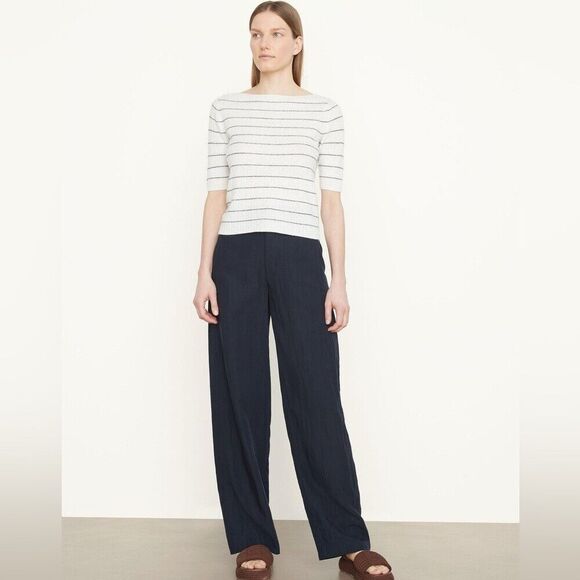 Vince Stripe‎ Ribbed Linen-Cashmere XS Sweater NWT $265 - Picture 1 of 9